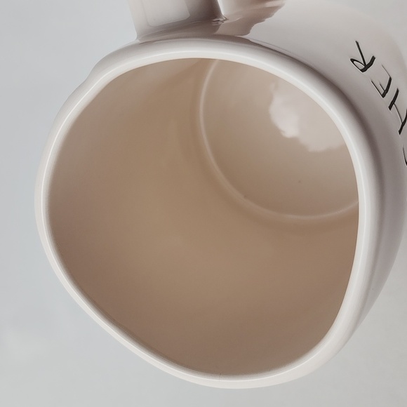 ⭐️2/ $50⭐️  Rae Dunn Artisan White Glossy Mug Black Large Letters TEACHER - Picture 5 of 9